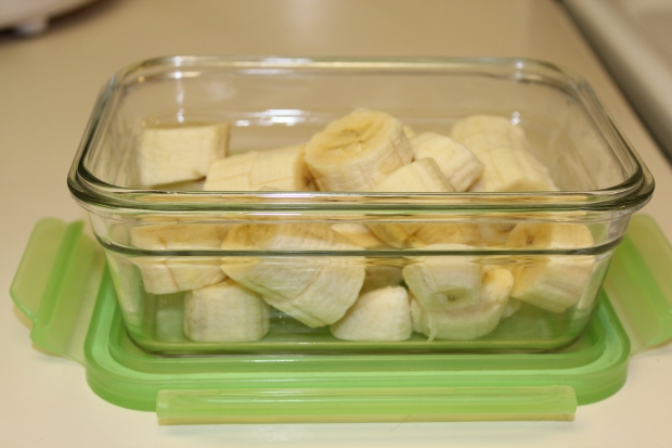 Cut up bananas and store in the freezer in an air tight container.